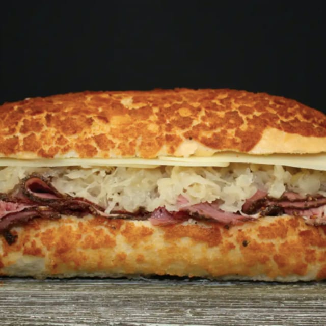 Hot Pastrami Reuben Sandwich.